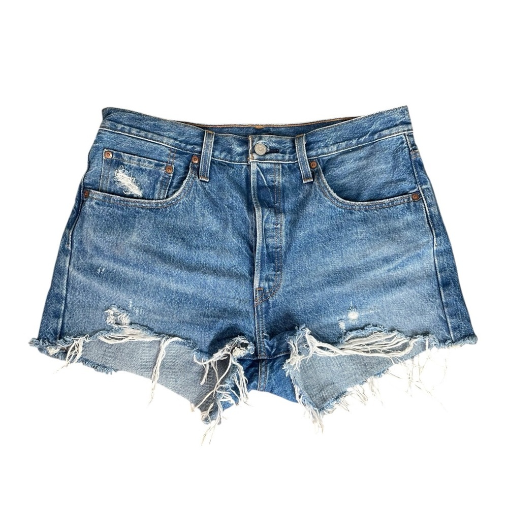 Levi's Blue Distressed Jean Shorts 31